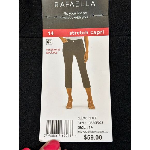 Rafaella stretch Capri black pants slacks size 14 - Picture 13 of 13